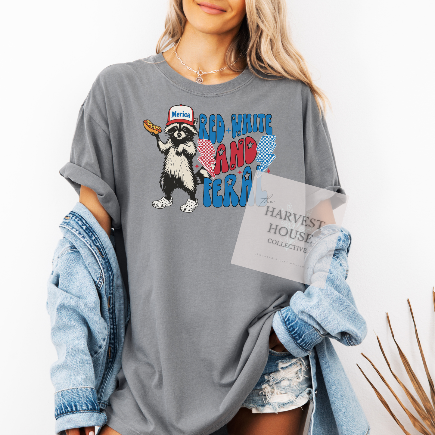 Red White And Feral Comfort Color Tee