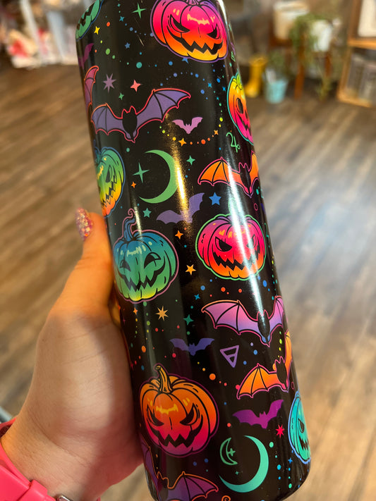 Neon Pumpkin 20 Ounce Tumbler with Flaw