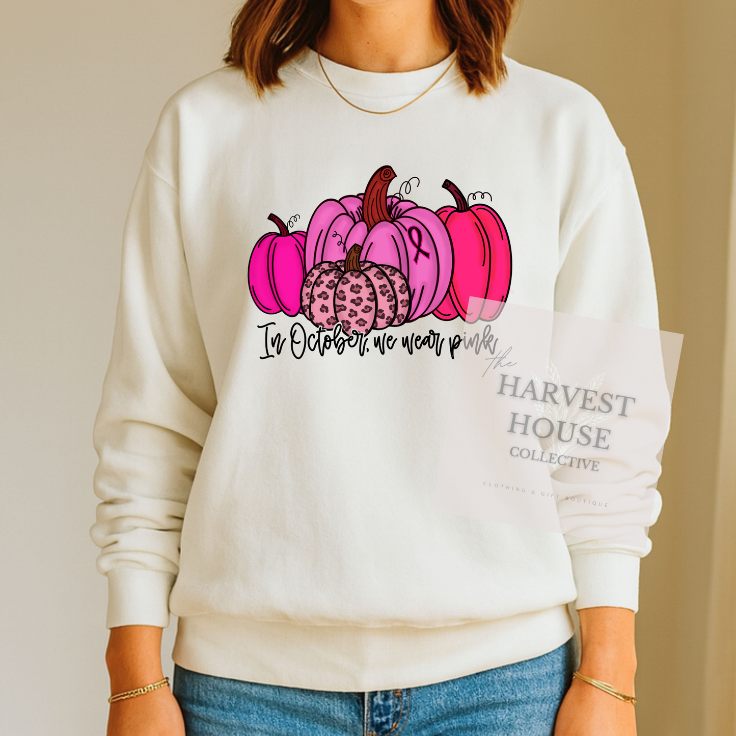In October We Wear Pink Comfort Color Crewneck