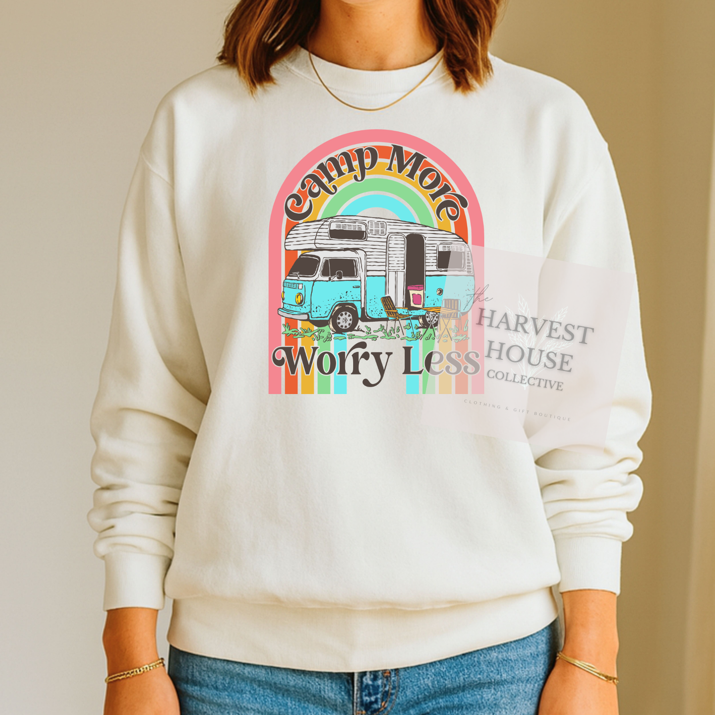 Camp More Worry Less Comfort Color Crewneck