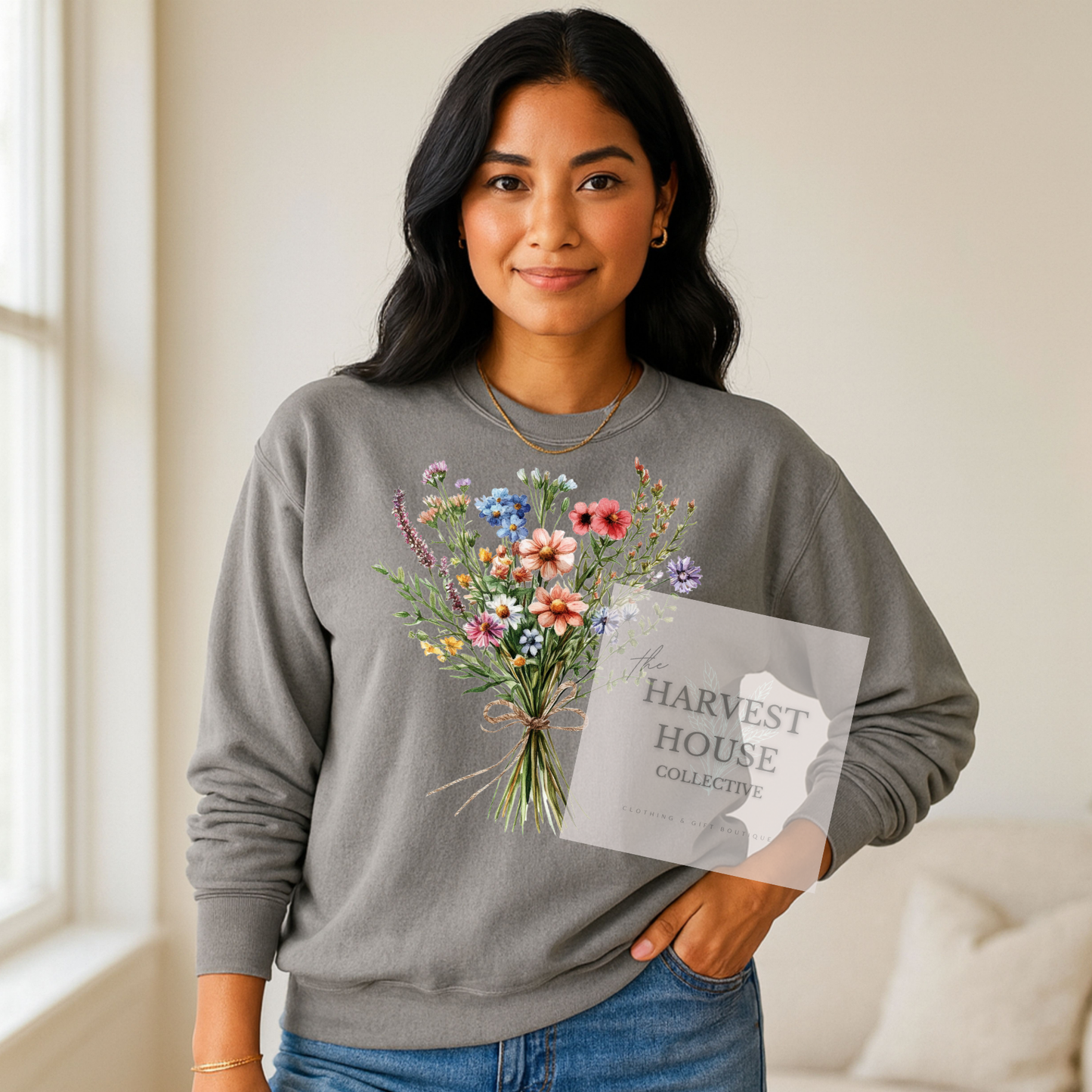 Floral Bouquet Comfort Color Crewneck