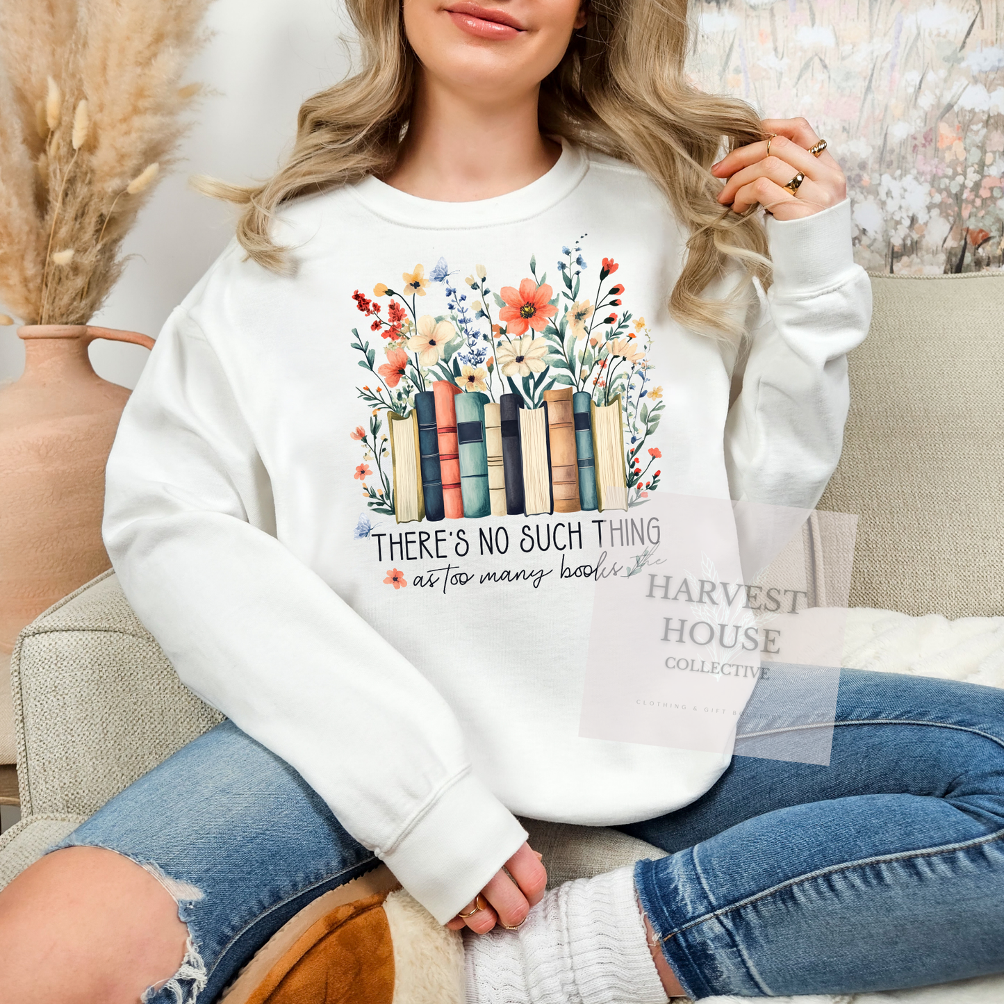 There's No Such Thing As Too Many Books Comfort Color Crewneck