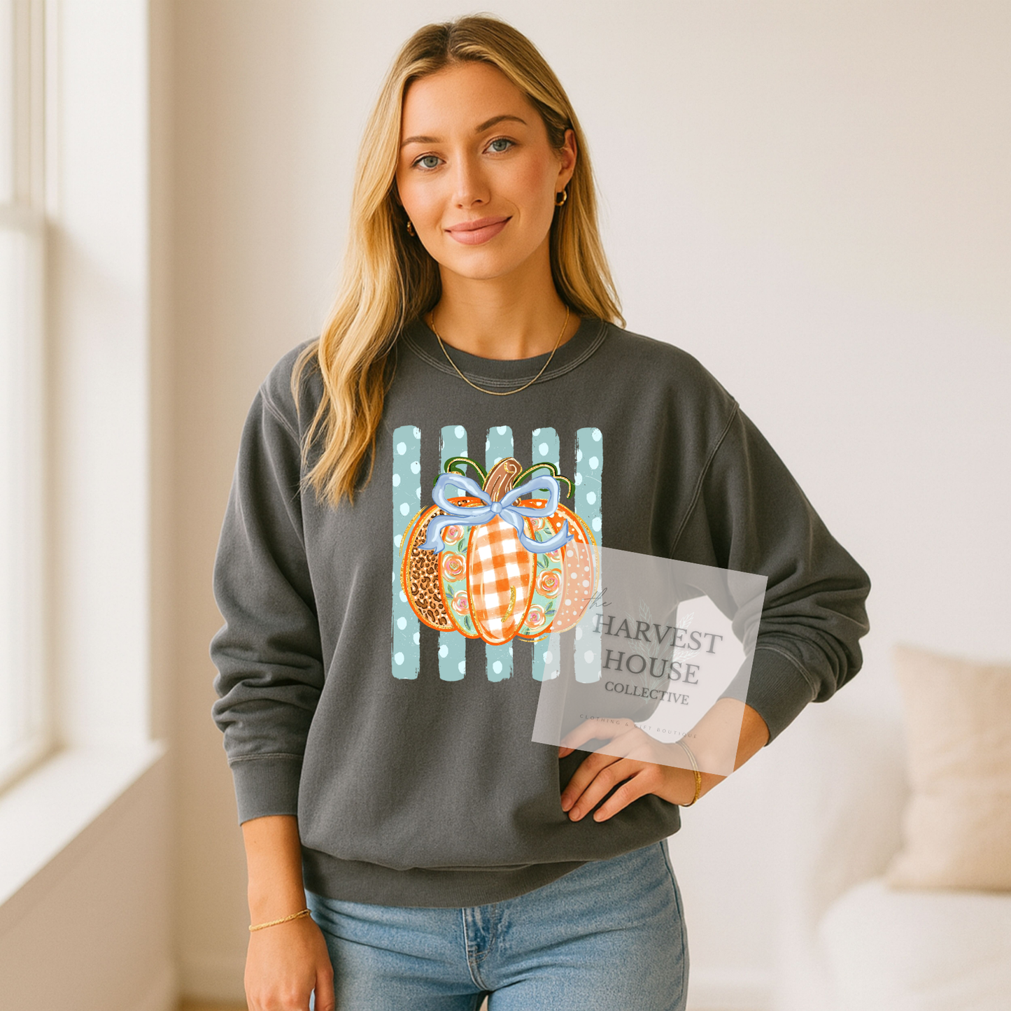Polka Dot Pumpkin Crewneck