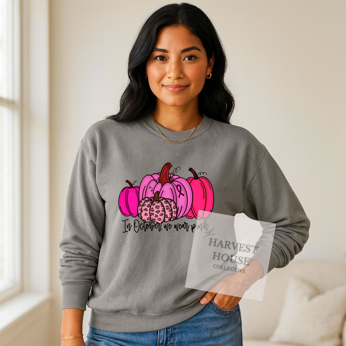 In October We Wear Pink Comfort Color Crewneck