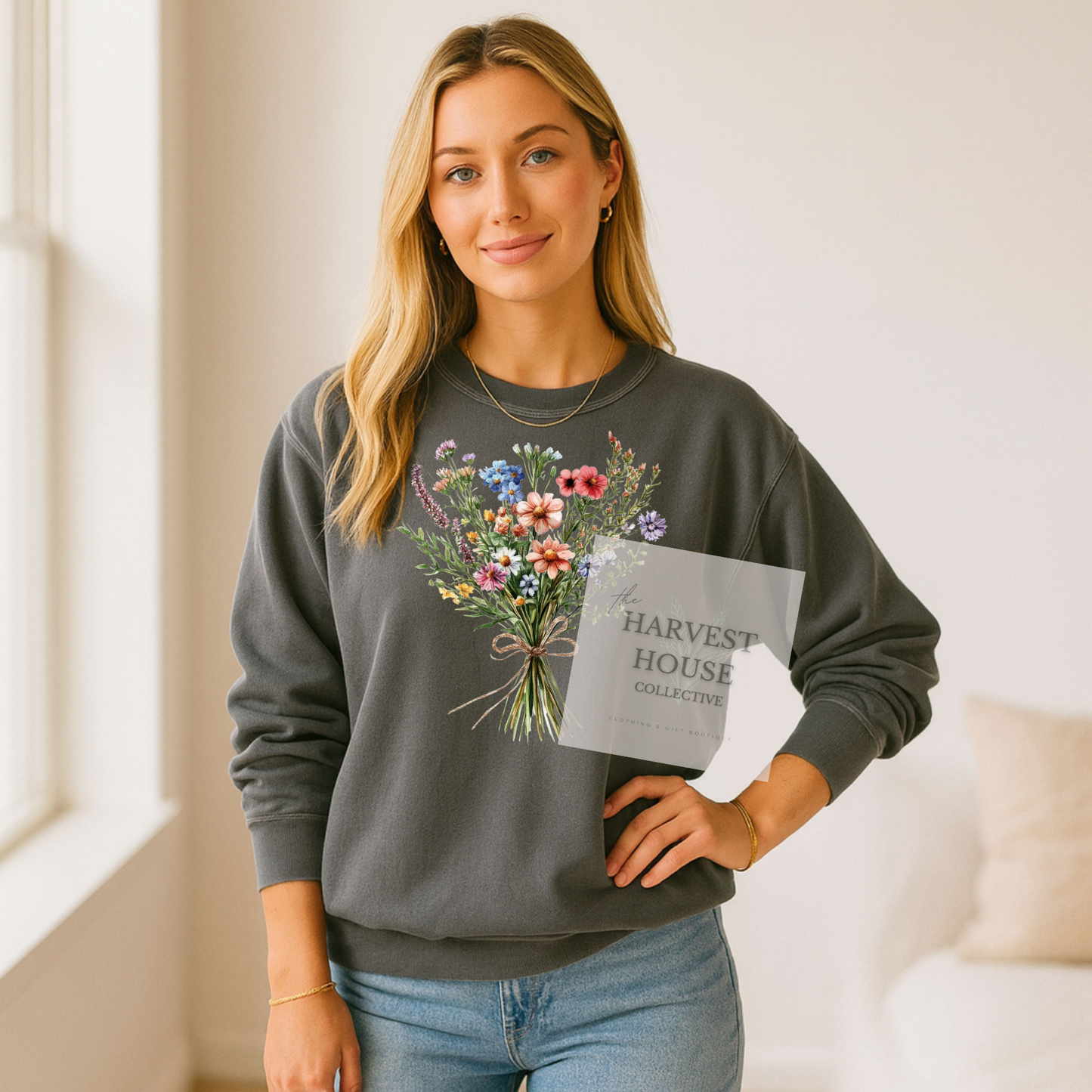 Floral Bouquet Comfort Color Crewneck