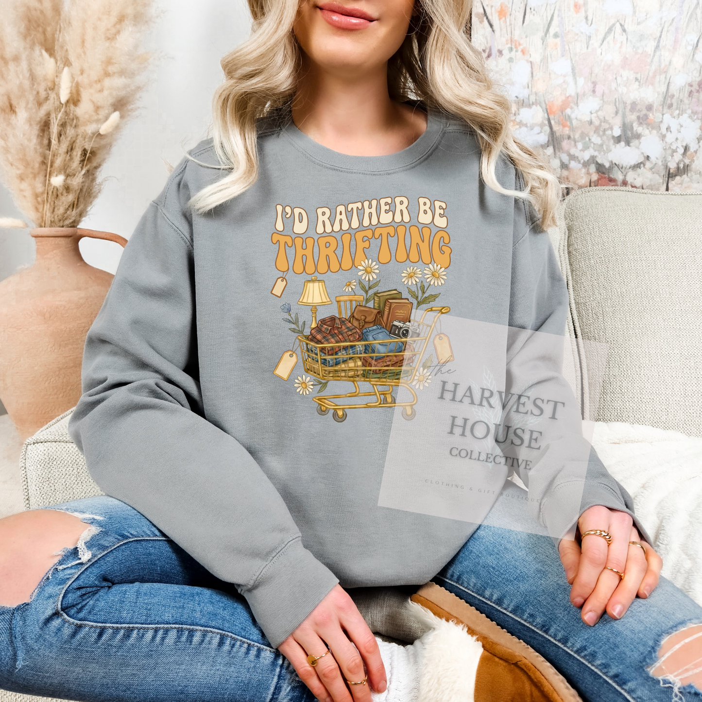 I'd Rather Be Thrifting Comfort Color Crewneck