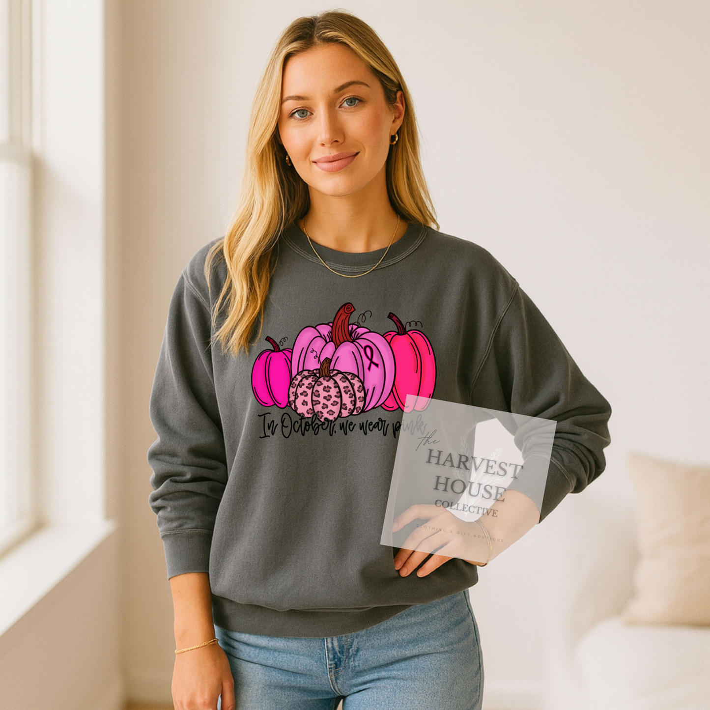 In October We Wear Pink Comfort Color Crewneck
