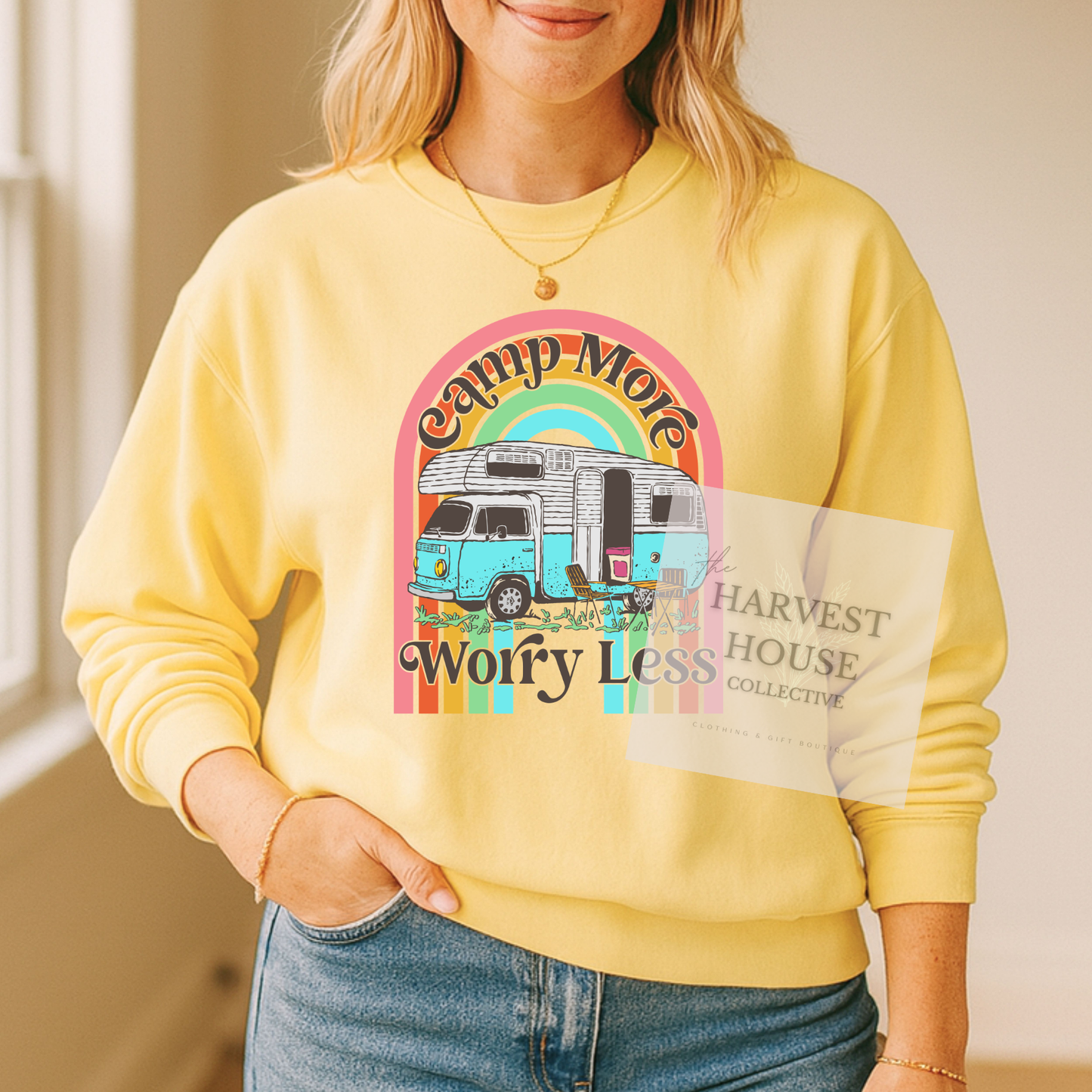 Camp More Worry Less Comfort Color Crewneck