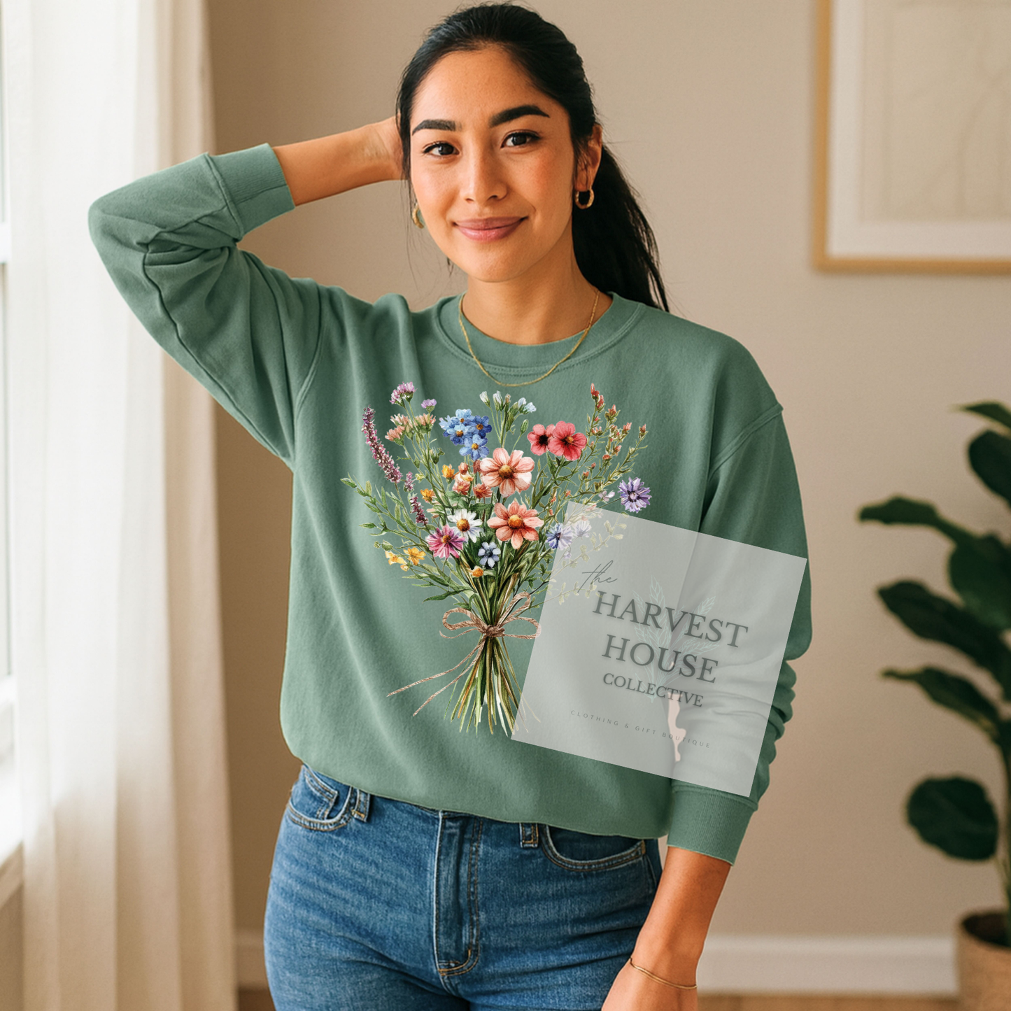 Floral Bouquet Comfort Color Crewneck