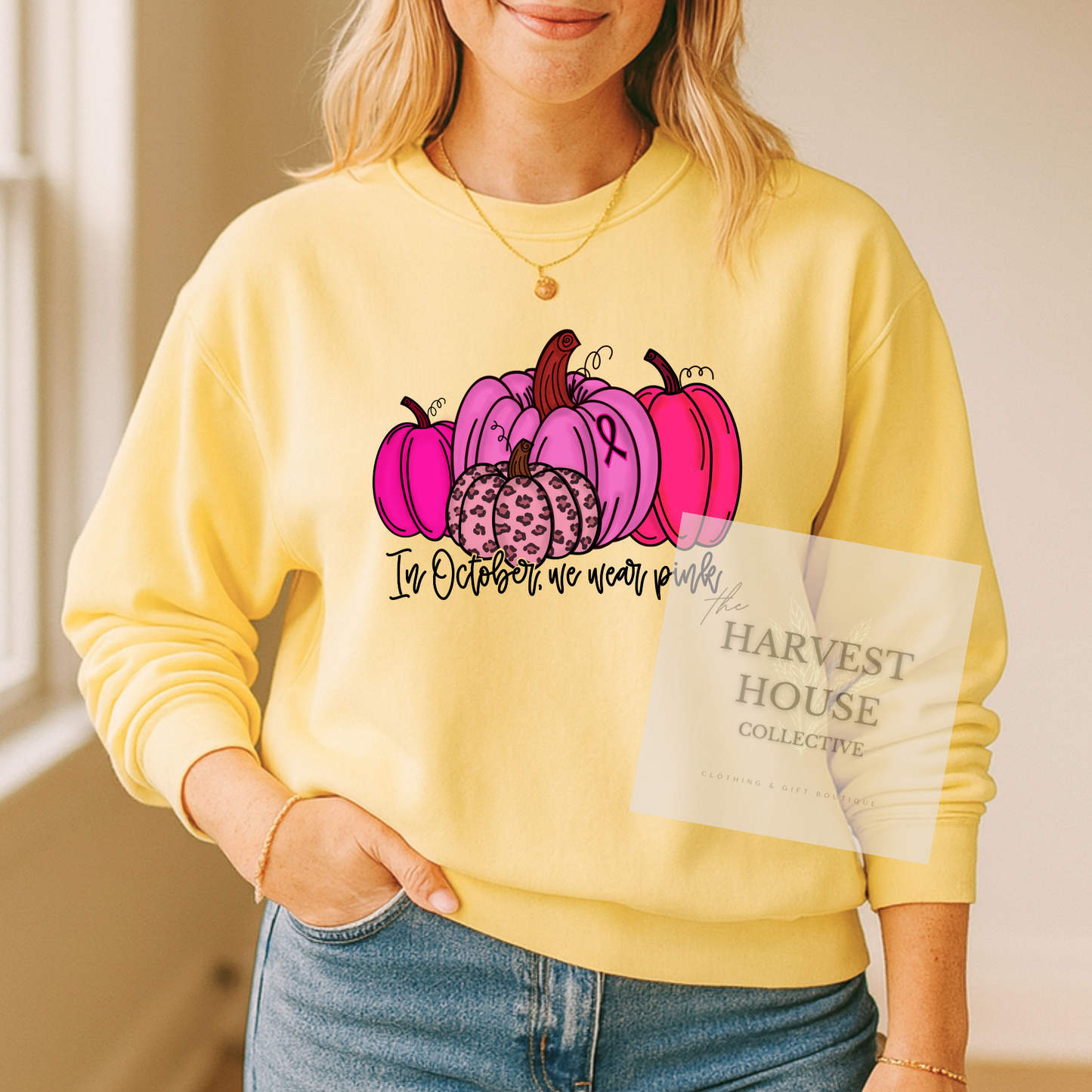 In October We Wear Pink Comfort Color Crewneck