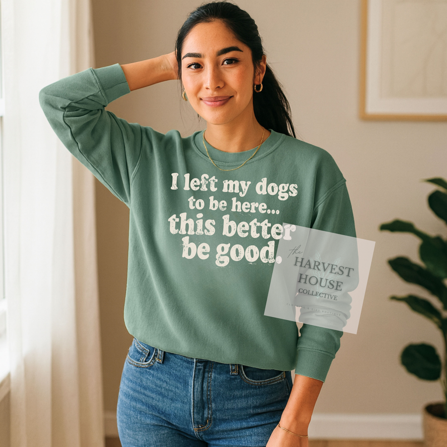 I Left My Dog To Be Here Comfort Color Crewneck