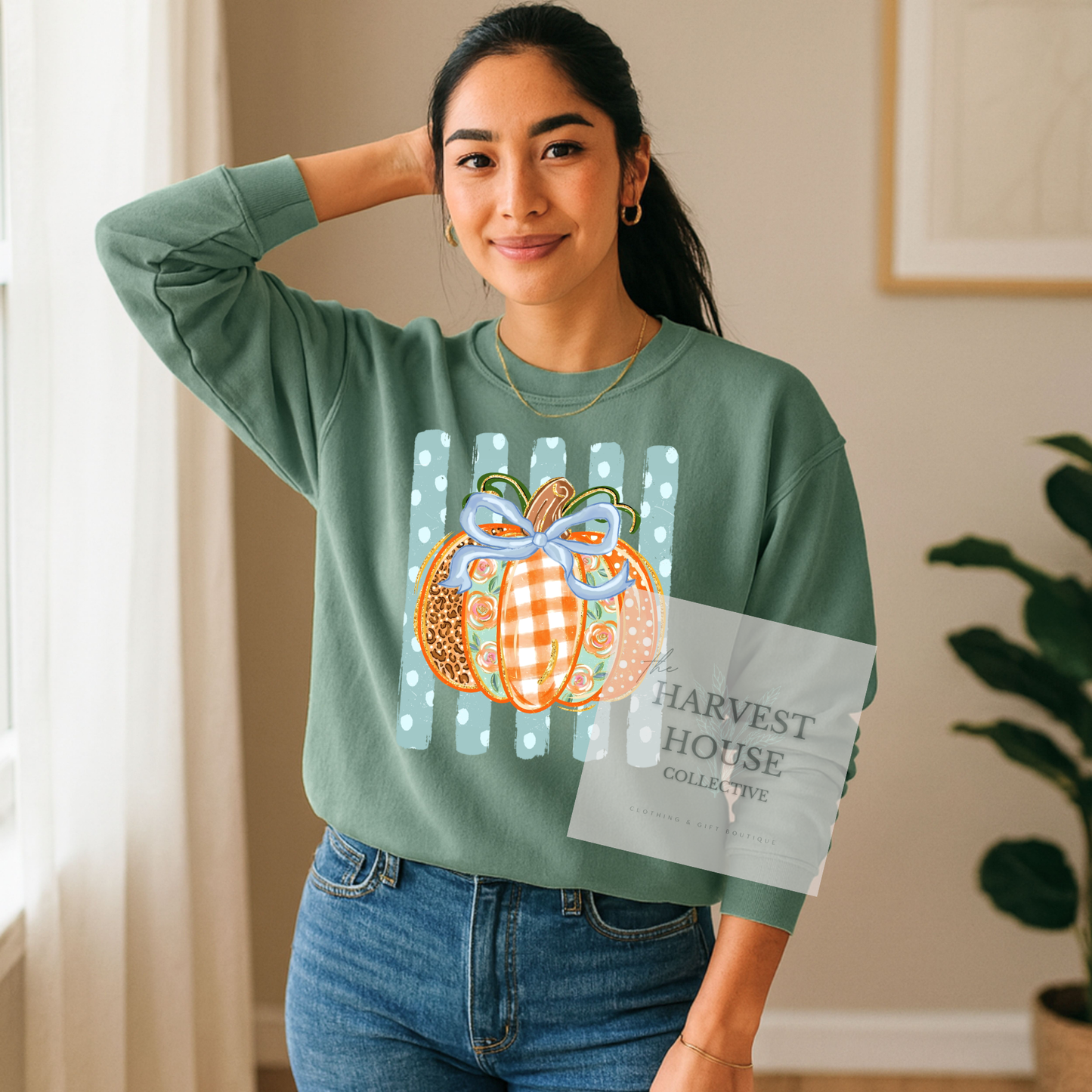 Polka Dot Pumpkin Crewneck