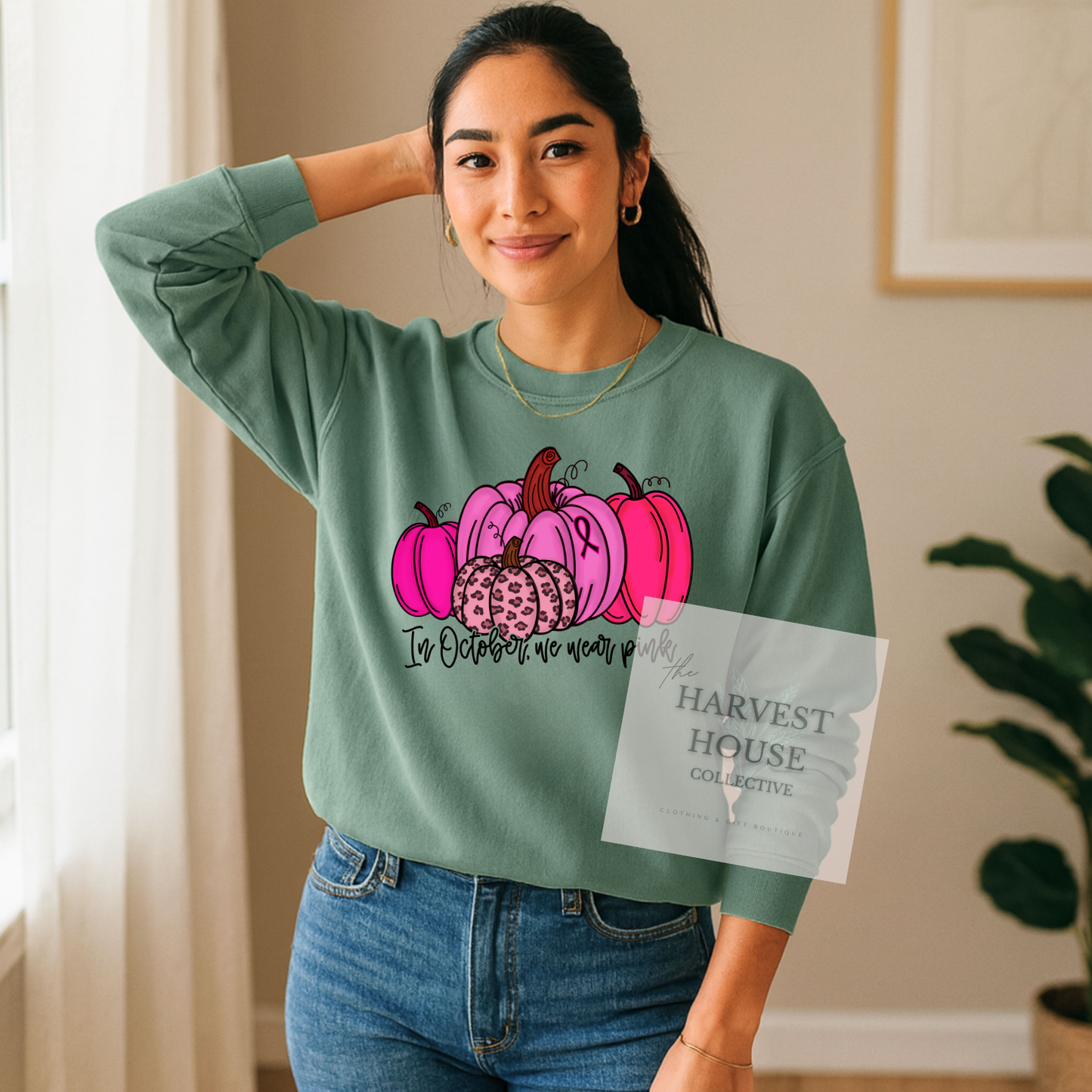 In October We Wear Pink Comfort Color Crewneck