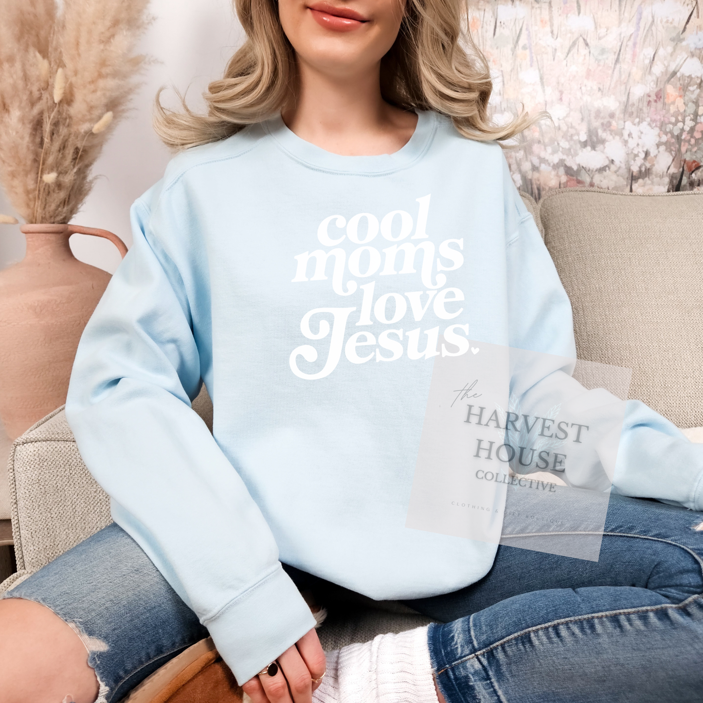 Cool Moms Love Jesus Comfort Color Crewneck
