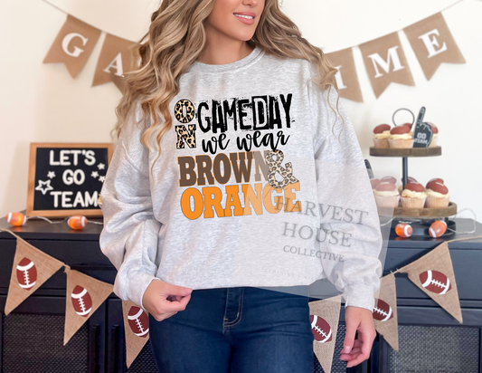 On Gameday We Wear Brown And Orange Shirt