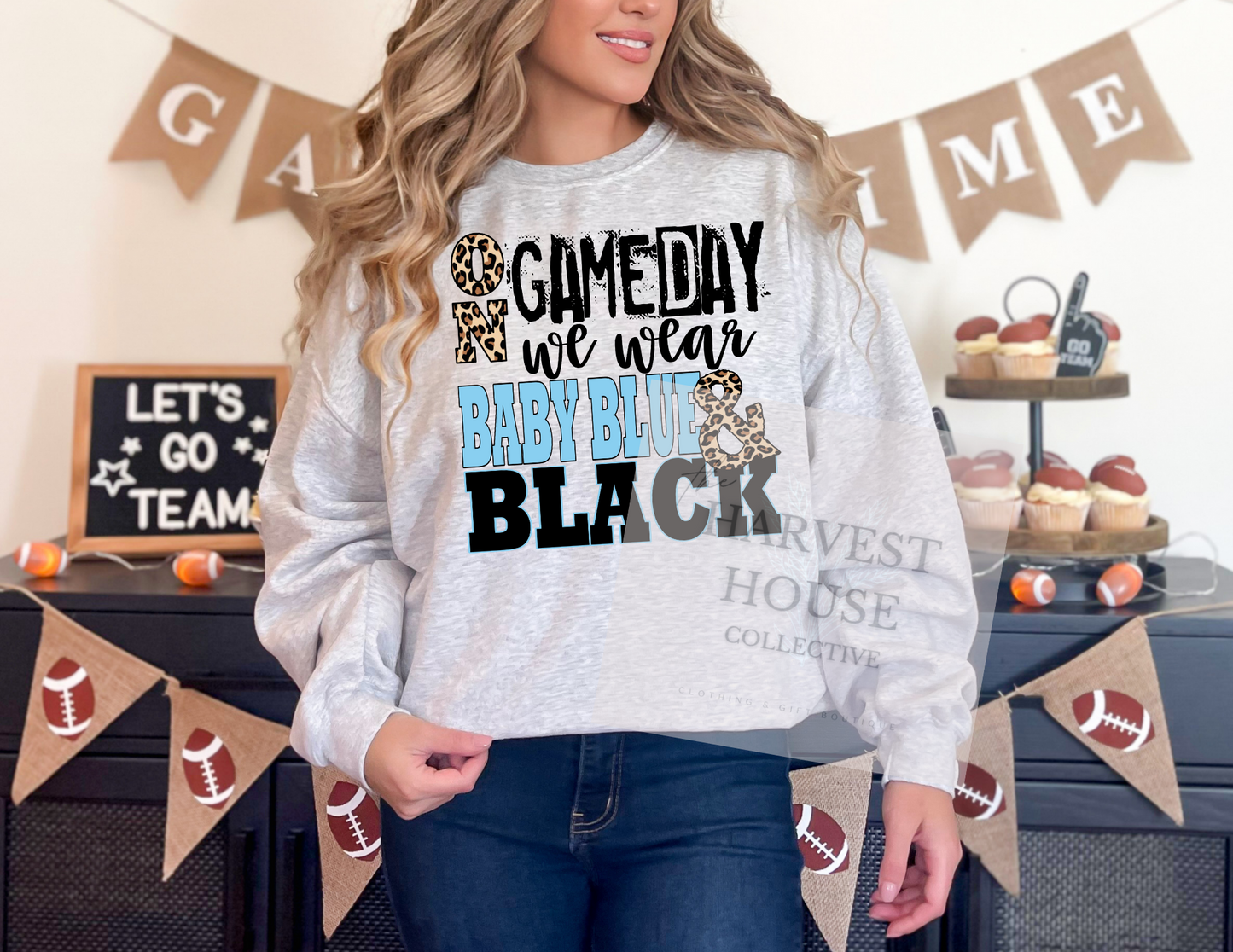 On Gameday We Wear Baby Blue And Black Shirt