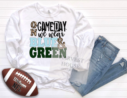 On Gameday We Wear Blue And Green Shirt