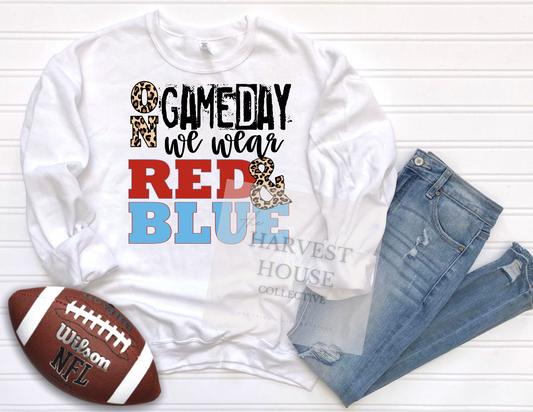 On Gameday We Wear Red And Blue Shirt