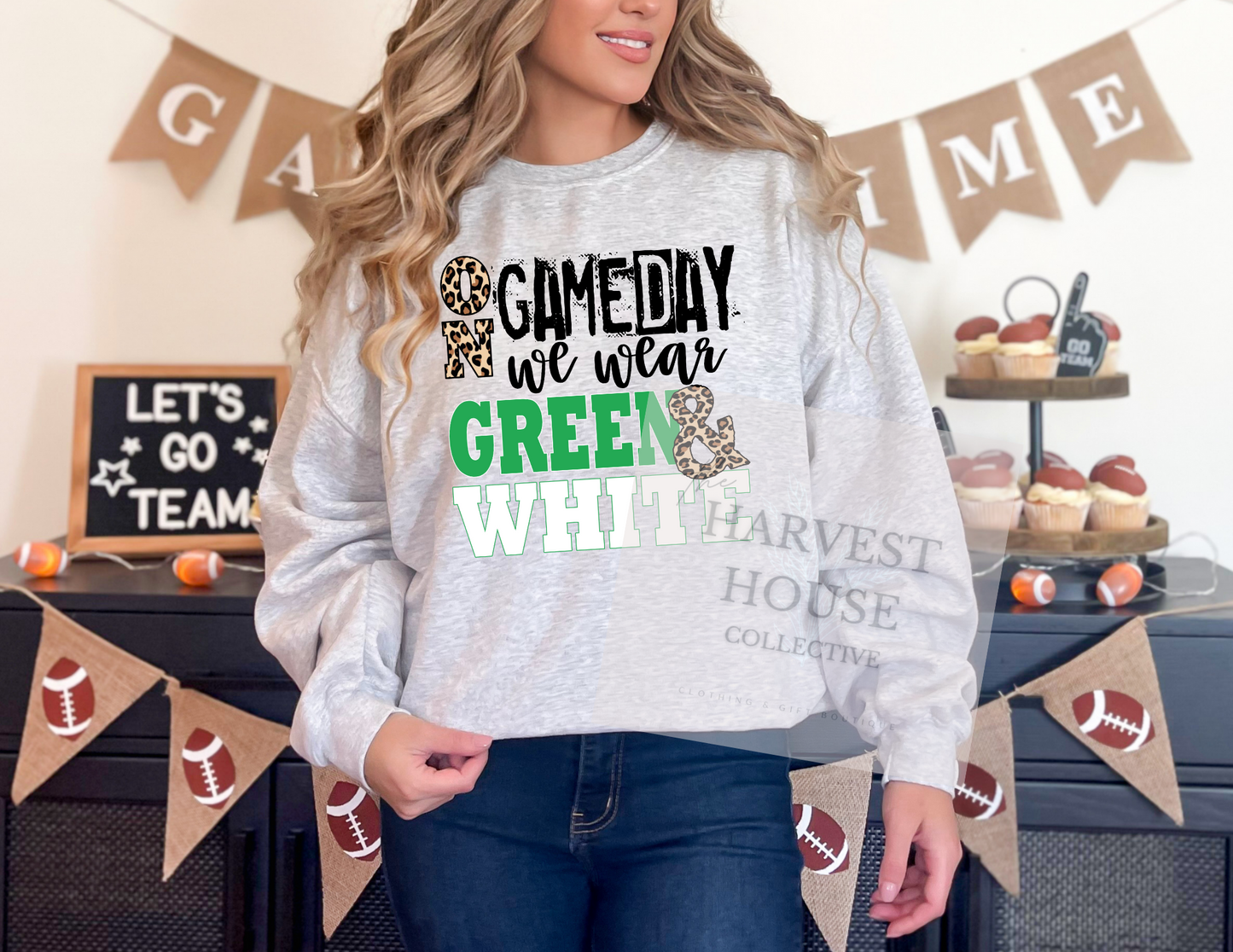 On Gameday We Wear Green And White Shirt