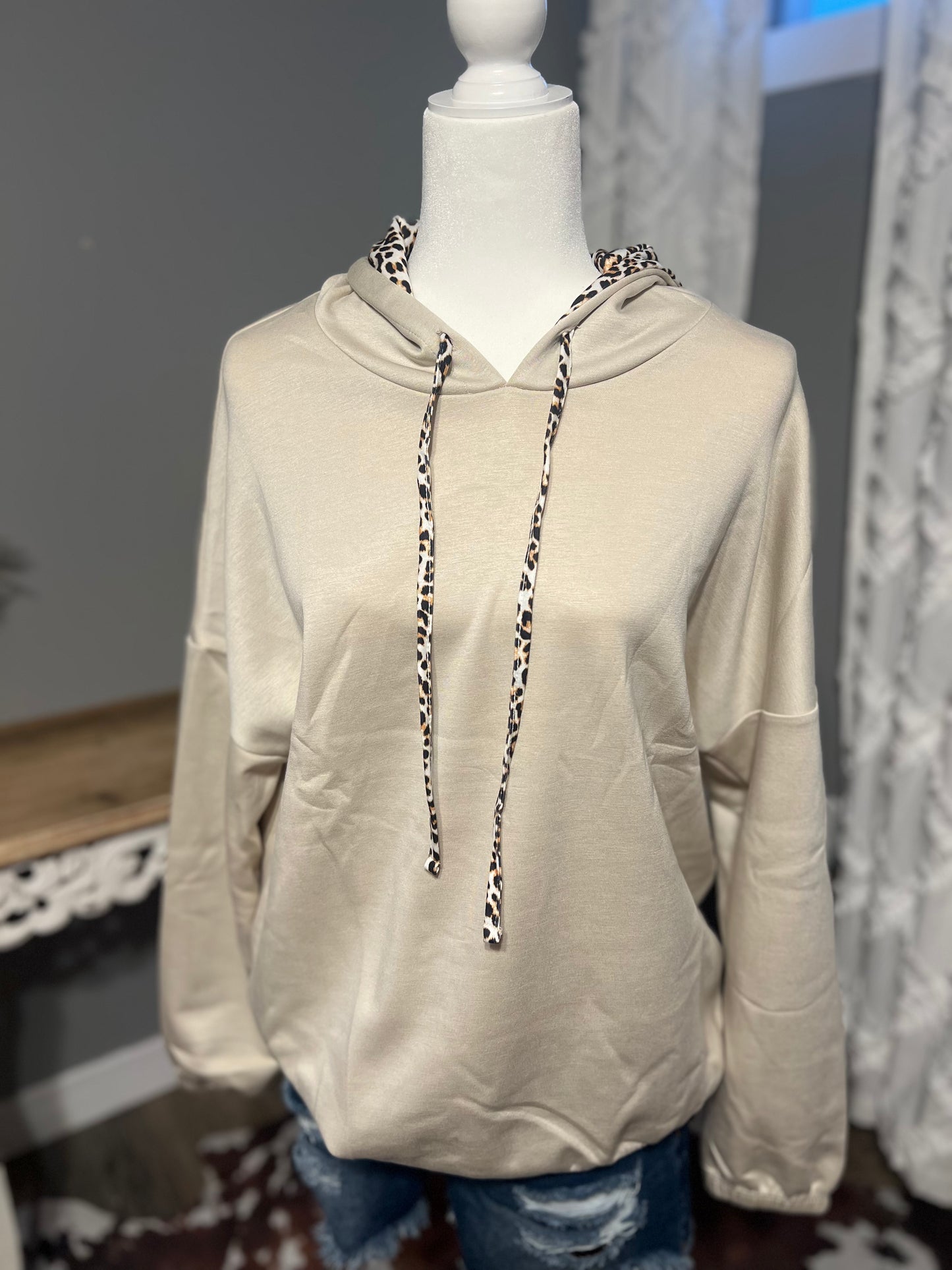 Leopard Contrast Hoodie