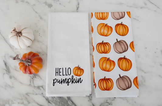 Hello Pumpkin Tea Towel Decor Set