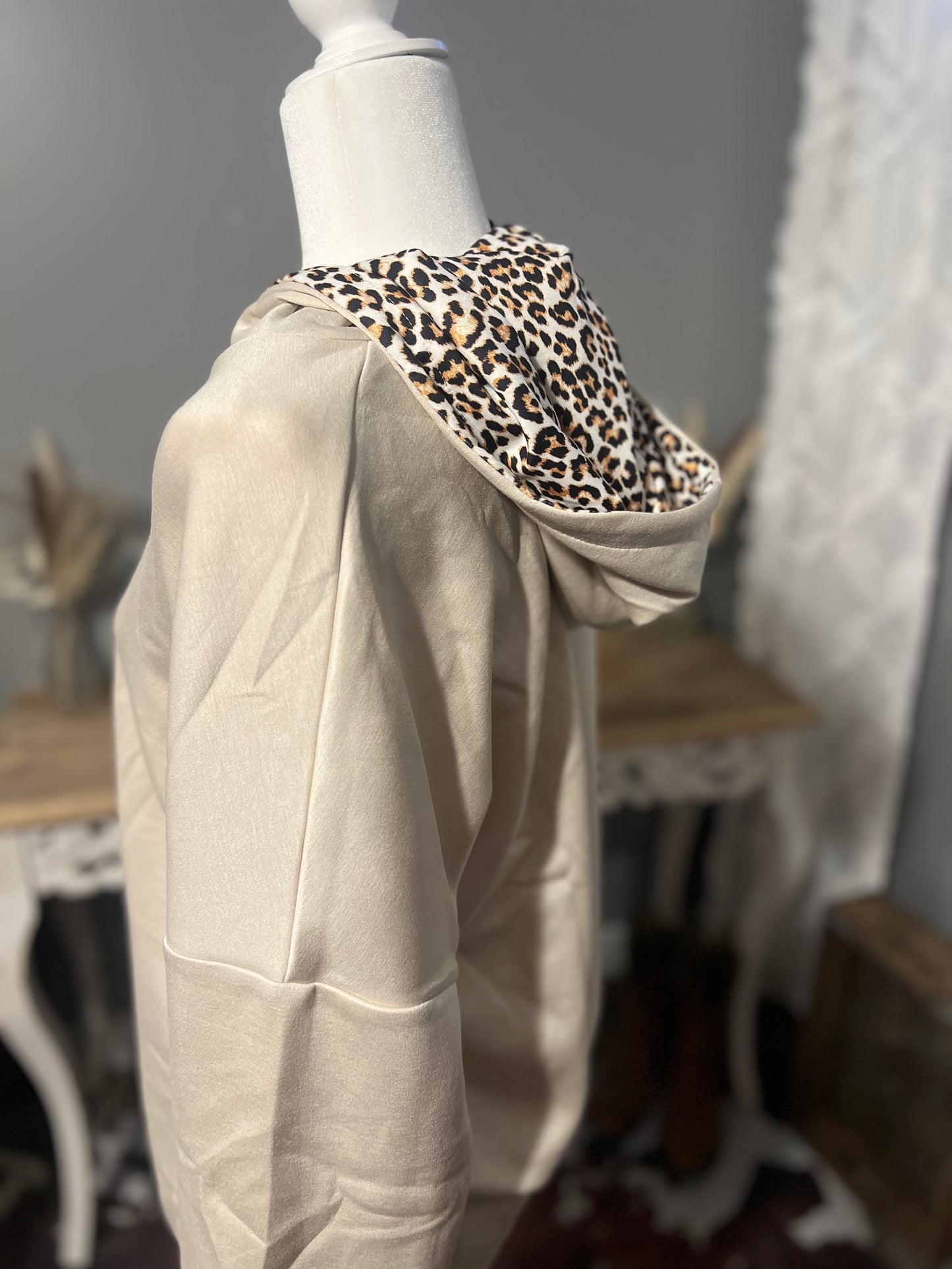 Leopard Contrast Hoodie