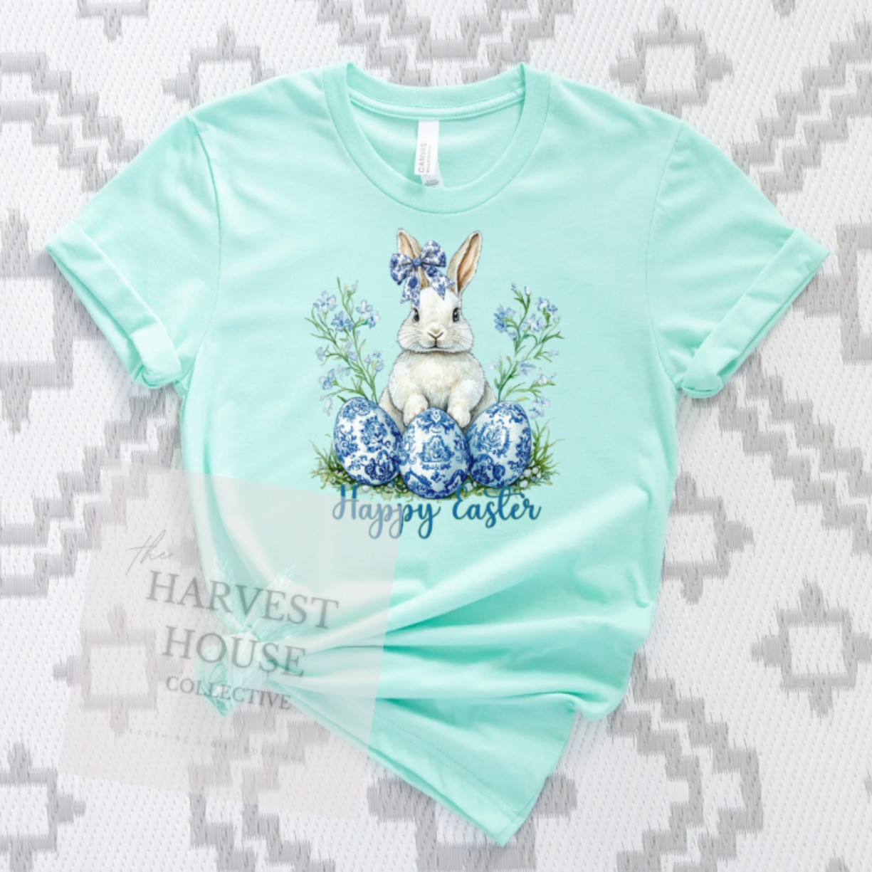 Blue and White Happy Easter Tee