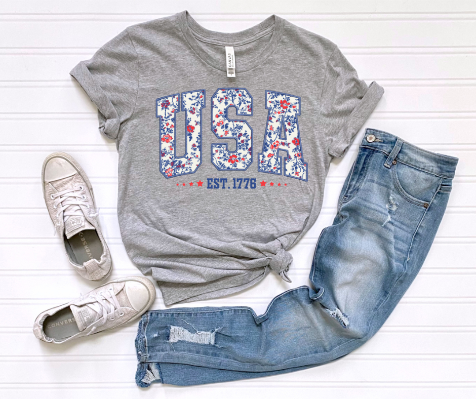 Floral USA Tee