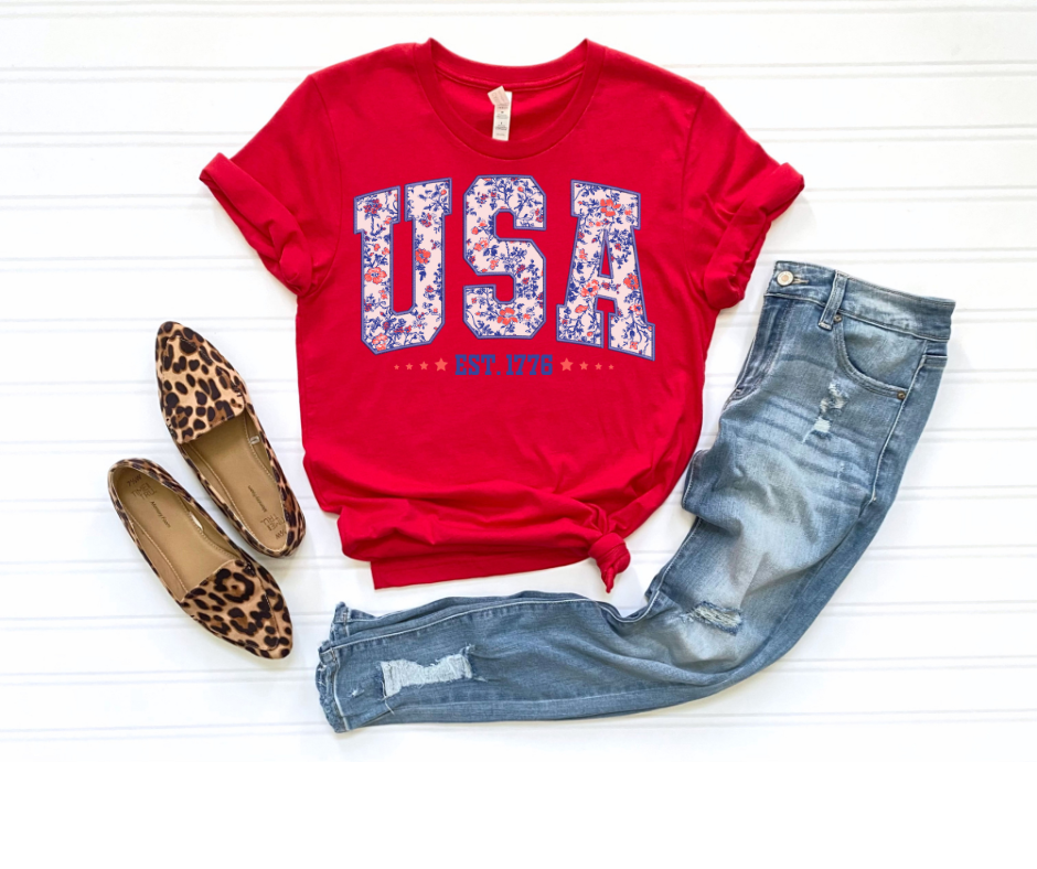 Floral USA Tee