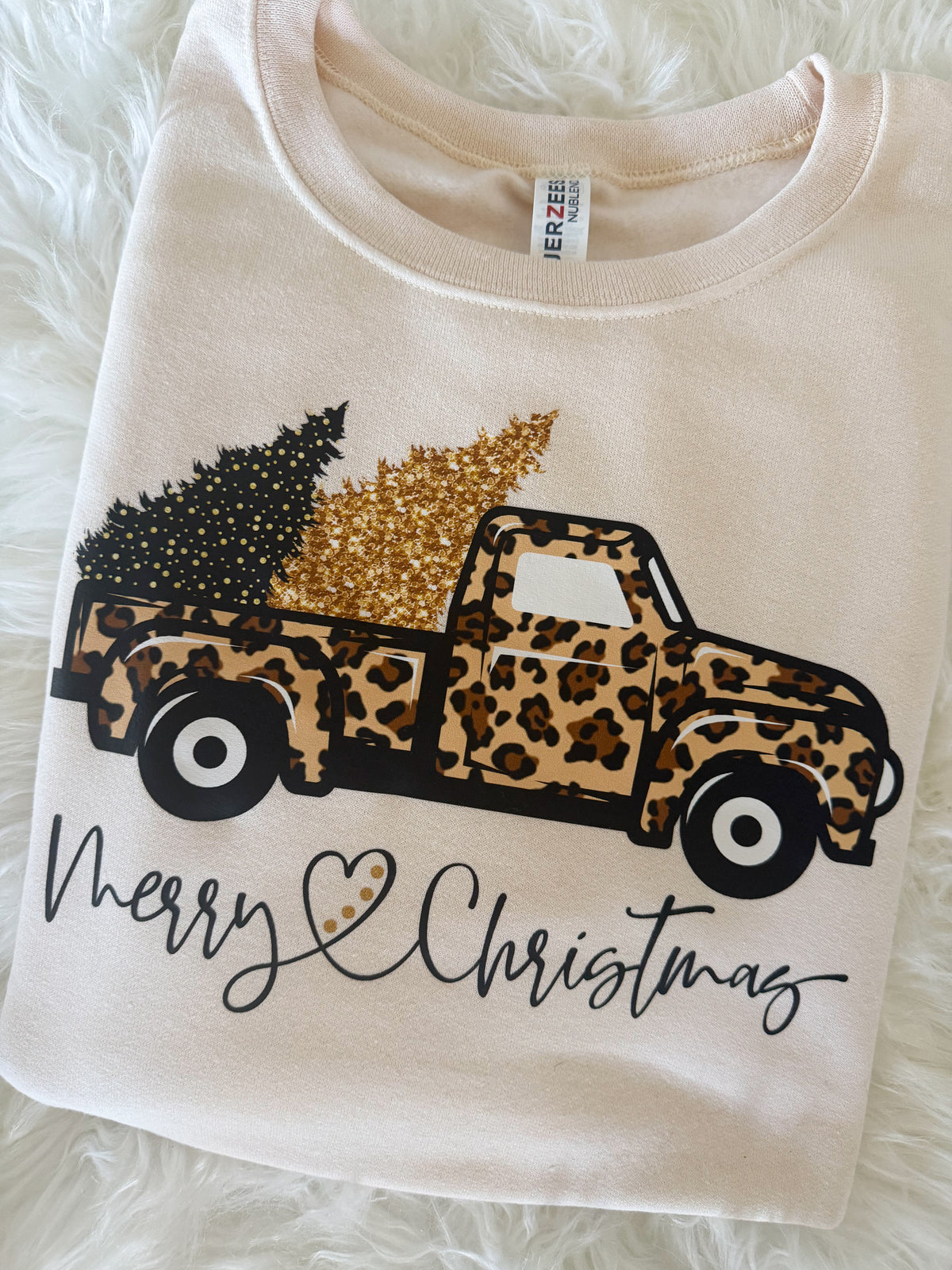 Leopard Truck Merry Christmas Crewneck & Hoodie