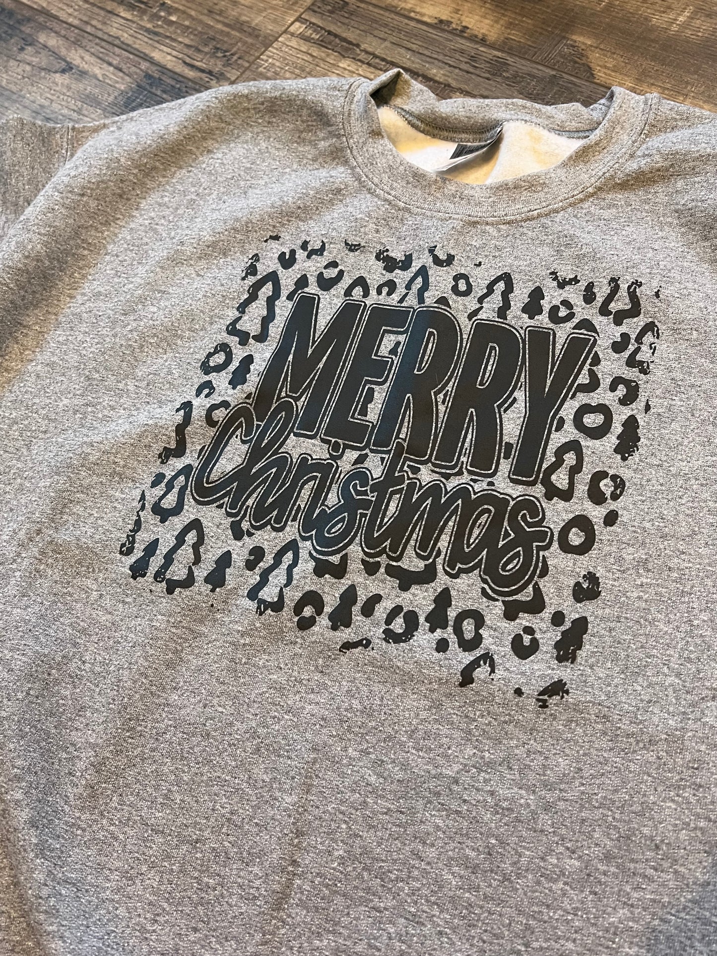 Black Print Merry Christmas Cheetah Tree Shirt