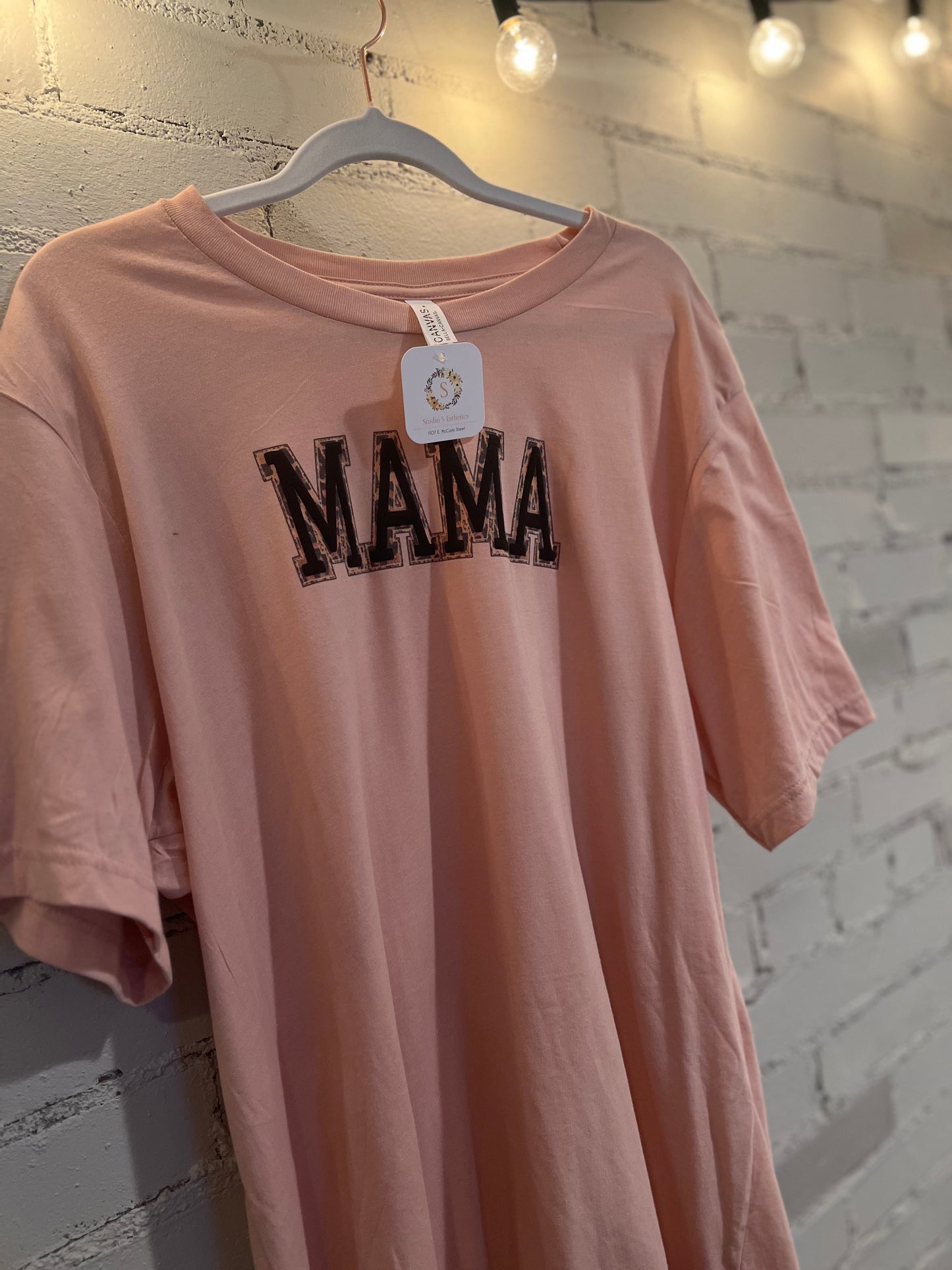 Cheetah Mama with Black Raised Lettering