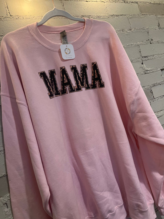Cheetah Mama with Black Raised Lettering