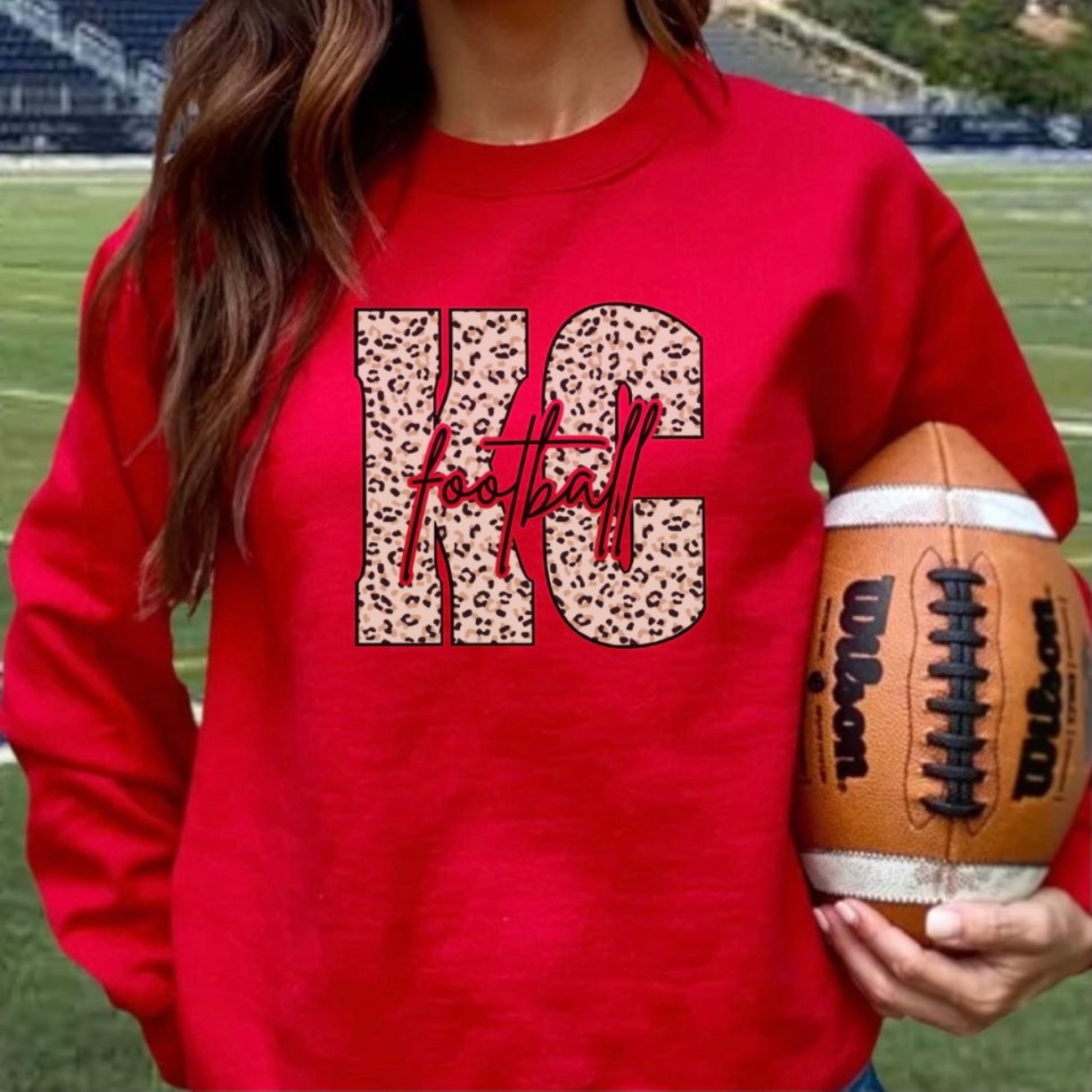 Cheetah Print KC Football Crewneck