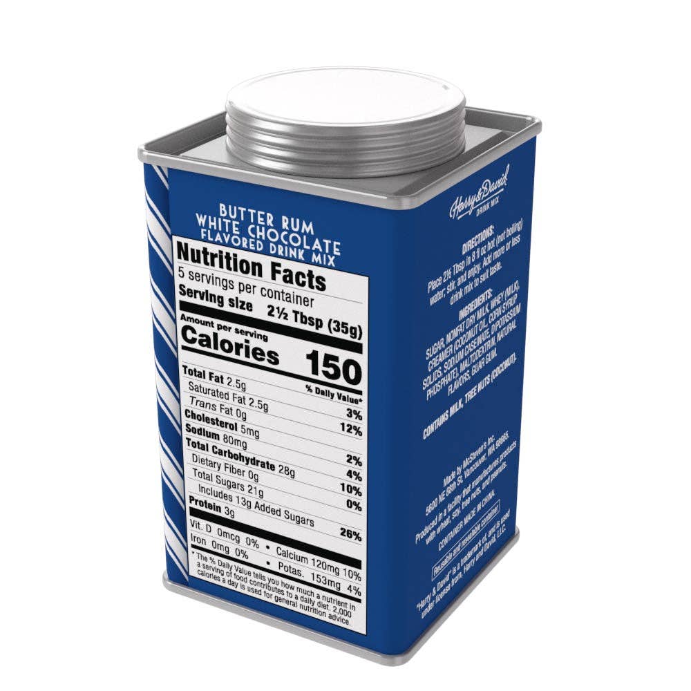 H&D® Holiday Butter Rum White Hot Chocolate (6.25oz Tins)