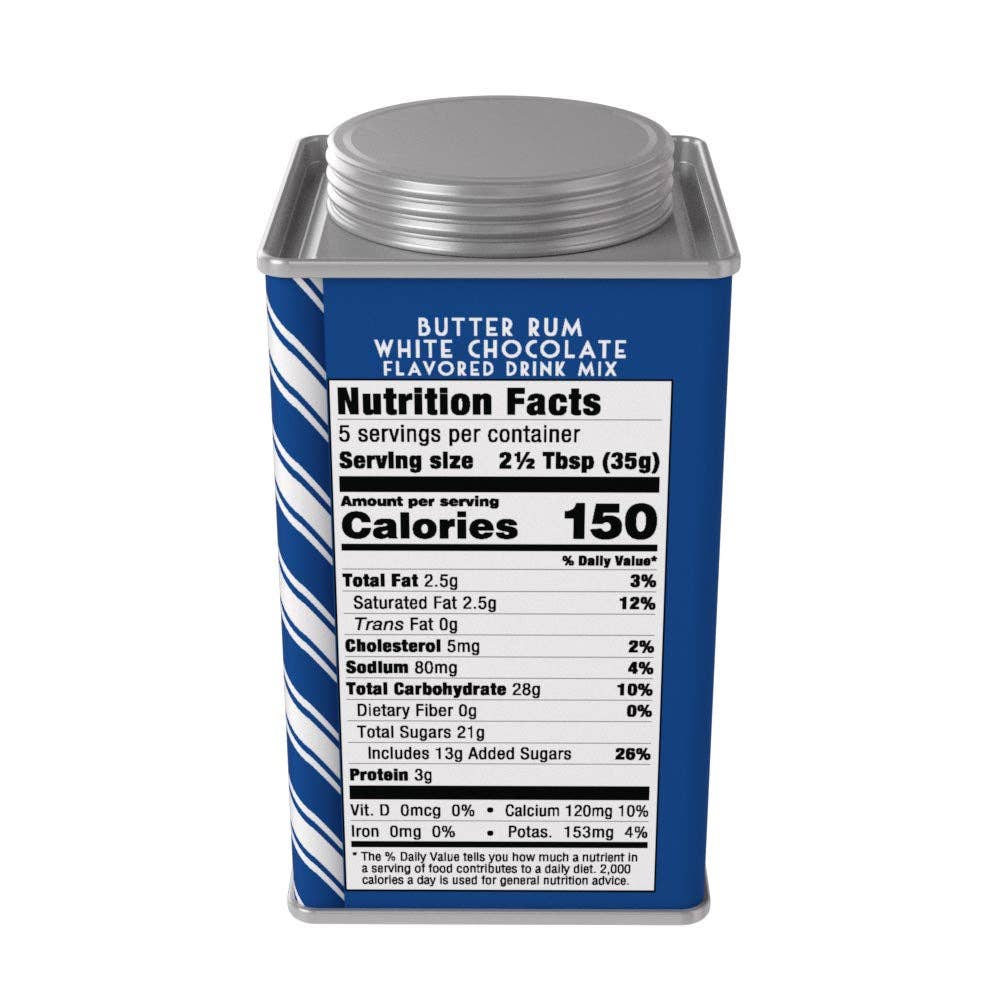 H&D® Holiday Butter Rum White Hot Chocolate (6.25oz Tins)