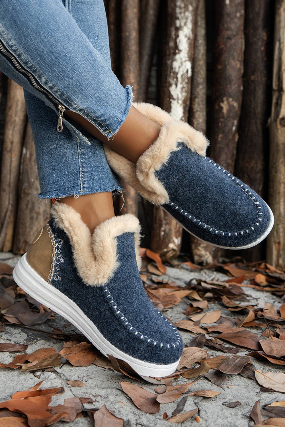 Suede Plush Lined Anklet Boots