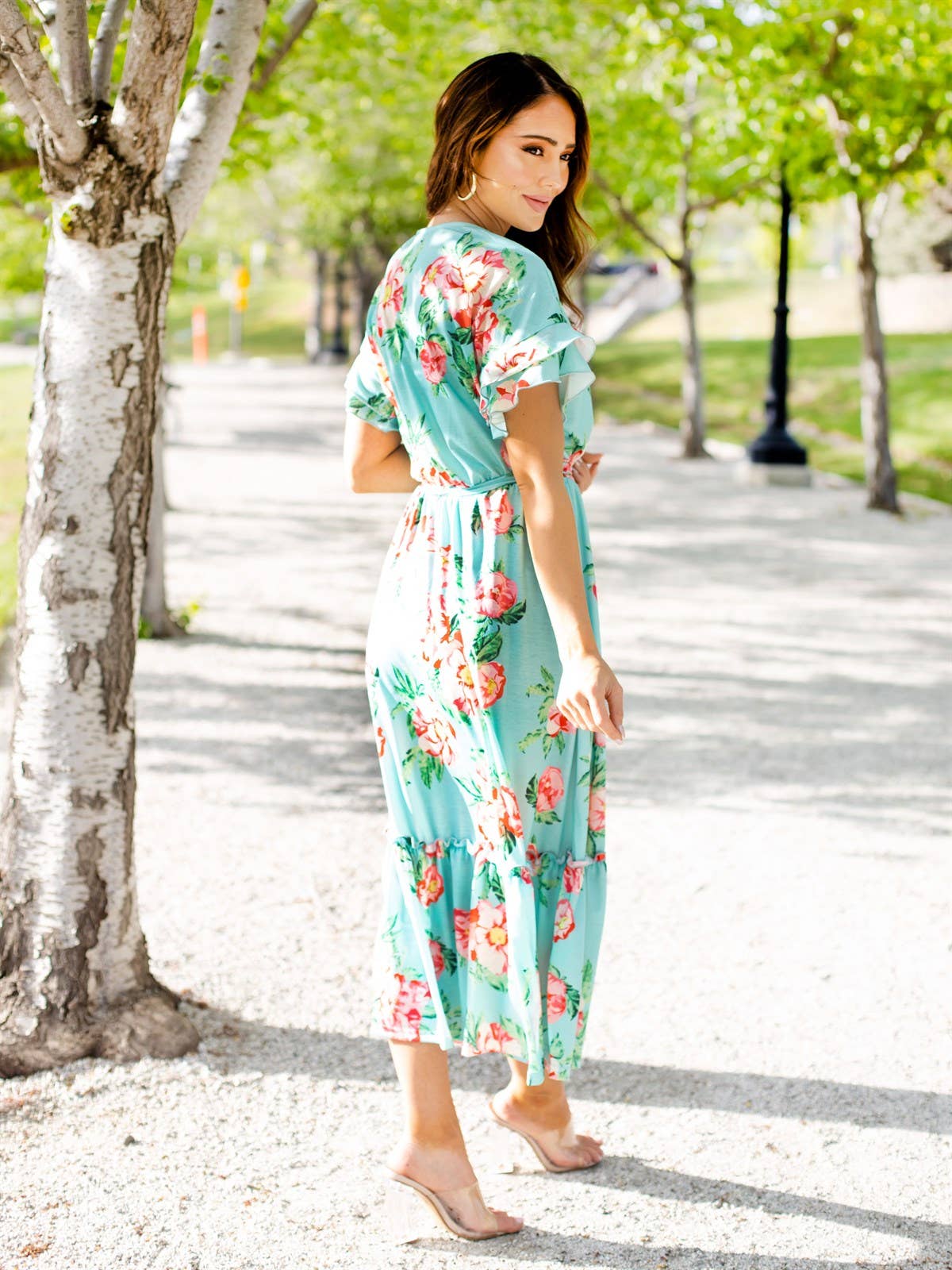 Floral Pattern Tie Waist Whitney Dress