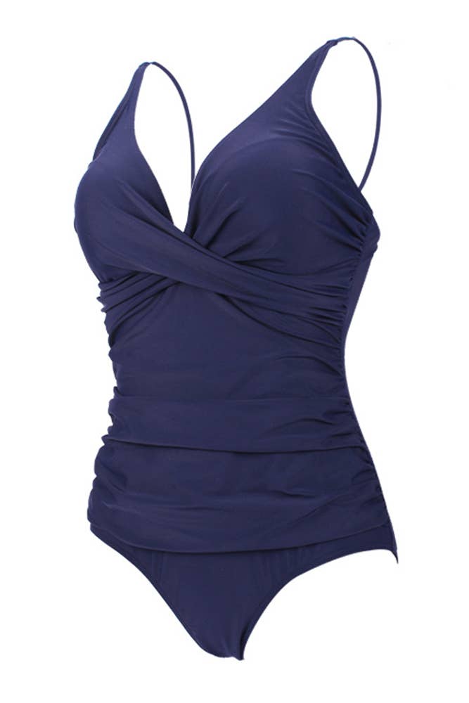 Navy Rushed One Piece Swimsuit
